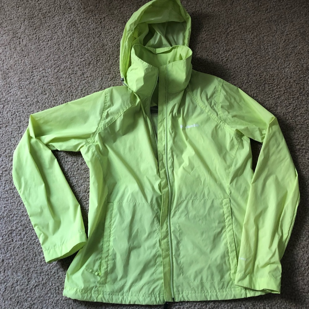 Womens Columbia Green Yellow Windbreaker